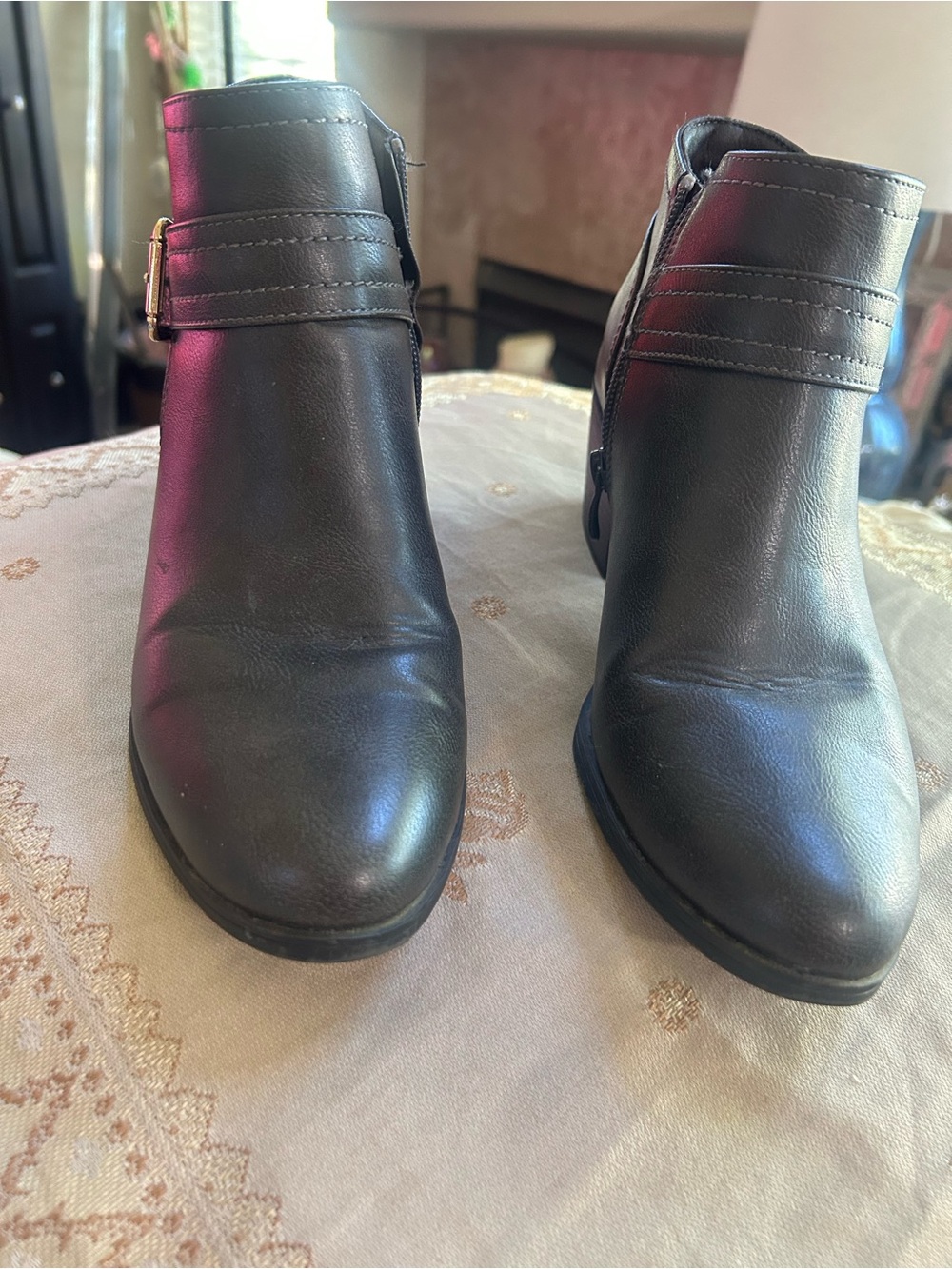 Tyndall Classic dark gray Ankle Booties with Buckle Strap size 9.5.